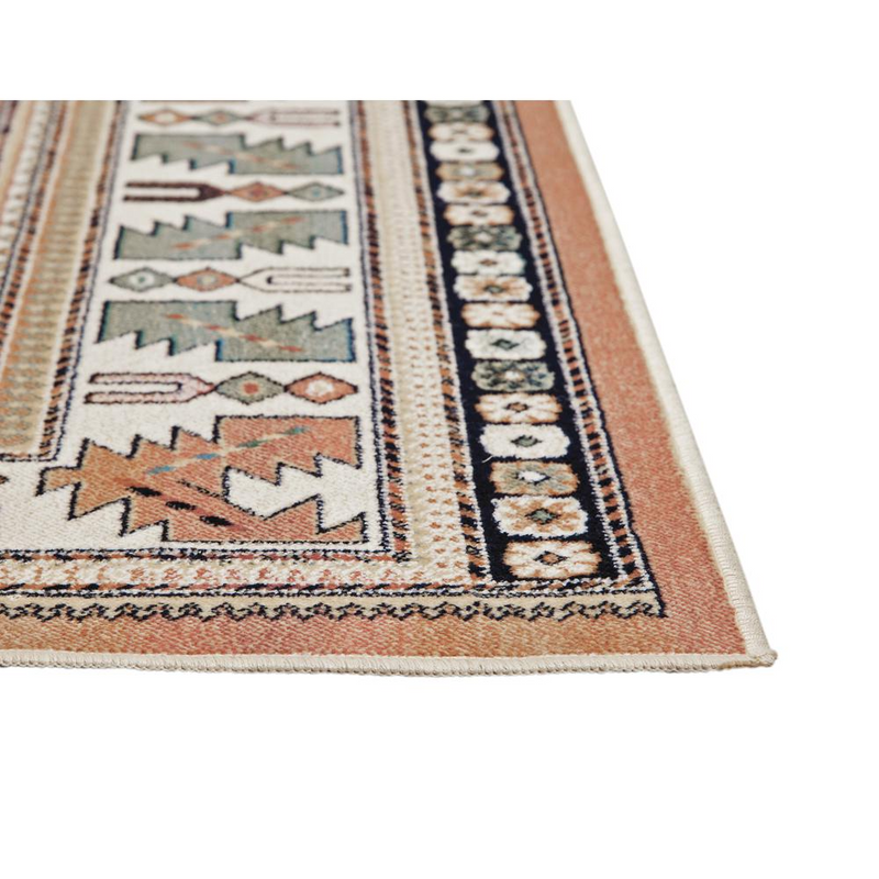 Sonoma Gypsy Rust, Black, Ivory, Aqua Viscose Runner Area Rug, 2'2" x 6'11"