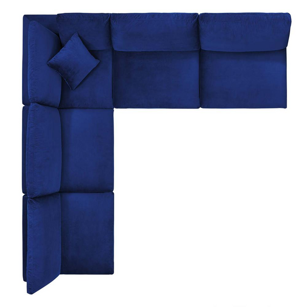 Commix Down Filled Overstuffed Performance Velvet 5-Piece Sectional Sofa - Navy EEI-4822-NAV