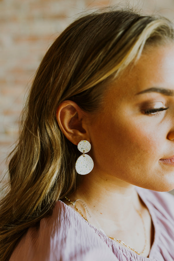 WhiteSpeckled Clay Earrings