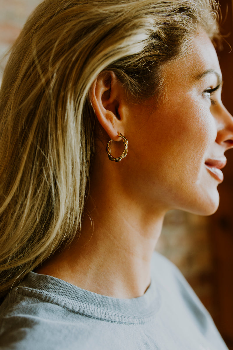 Dainty Twisted Hoop Earrings by Layer Jewelry