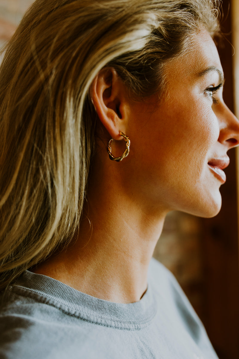 Dainty Twisted Hoop Earrings by Layer Jewelry