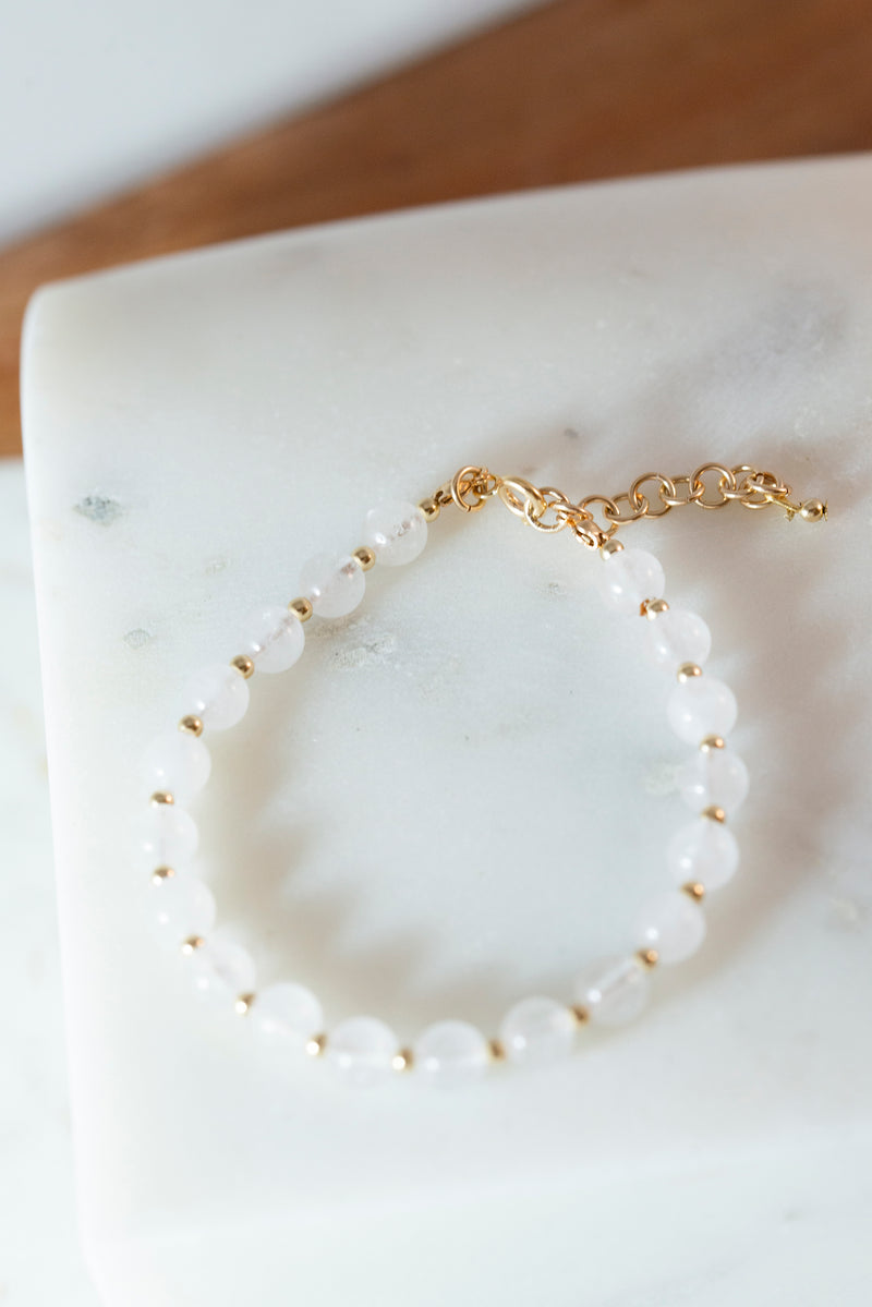 White Jade and Gold Filled Bracelet