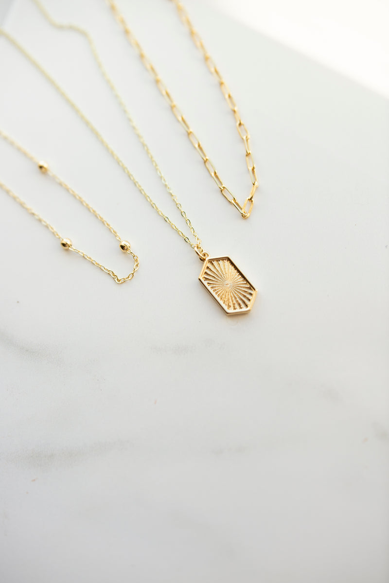 Gold Filled Starburst Pendant Necklace by Layerhandmade