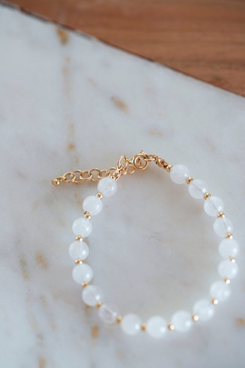 White Jade and Gold Filled Bracelet