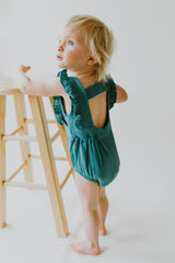 Peacock Backless Cotton Romper