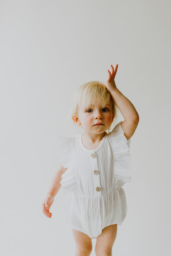 White Baby Romper