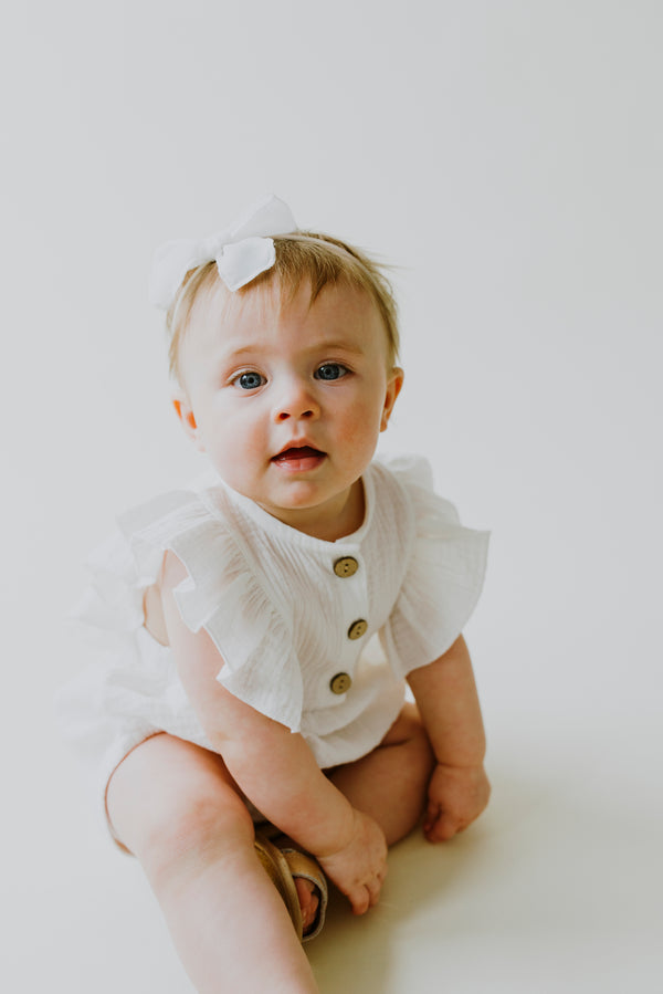 White Baby Romper