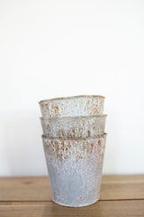 Grey Metal Vase + Scalloped Base