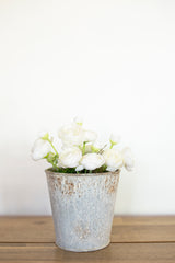 Grey Metal Vase + Scalloped Base