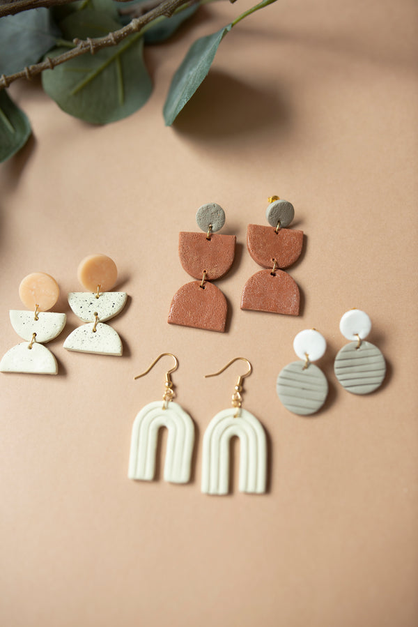 TERRACOTTA AND OLIVE CLAY EARRINGS