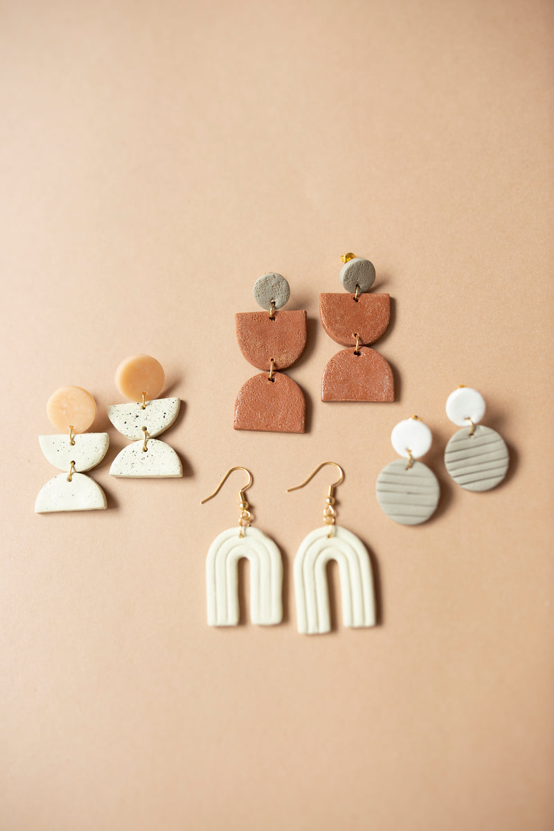 TERRACOTTA AND OLIVE CLAY EARRINGS