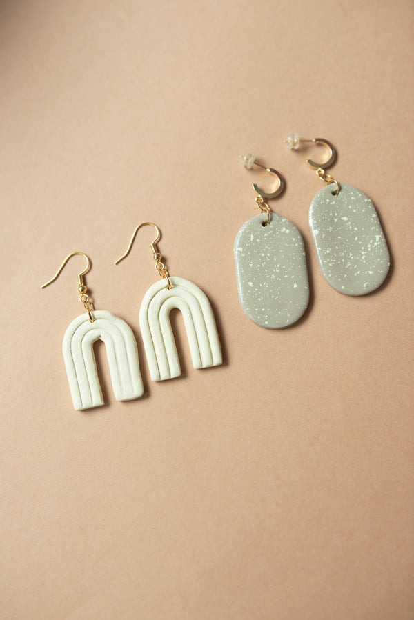 OLIVE SPECKLED CLAY EARRINGS